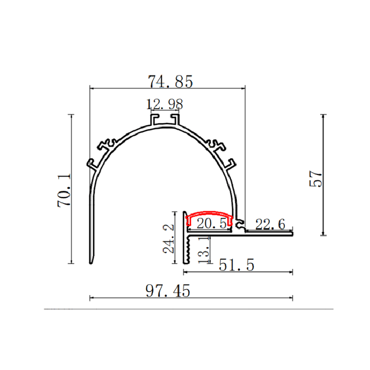 造形灯槽YDT-329固定吊杆（型号YDT-329 宽97高70MM 需提前预定）